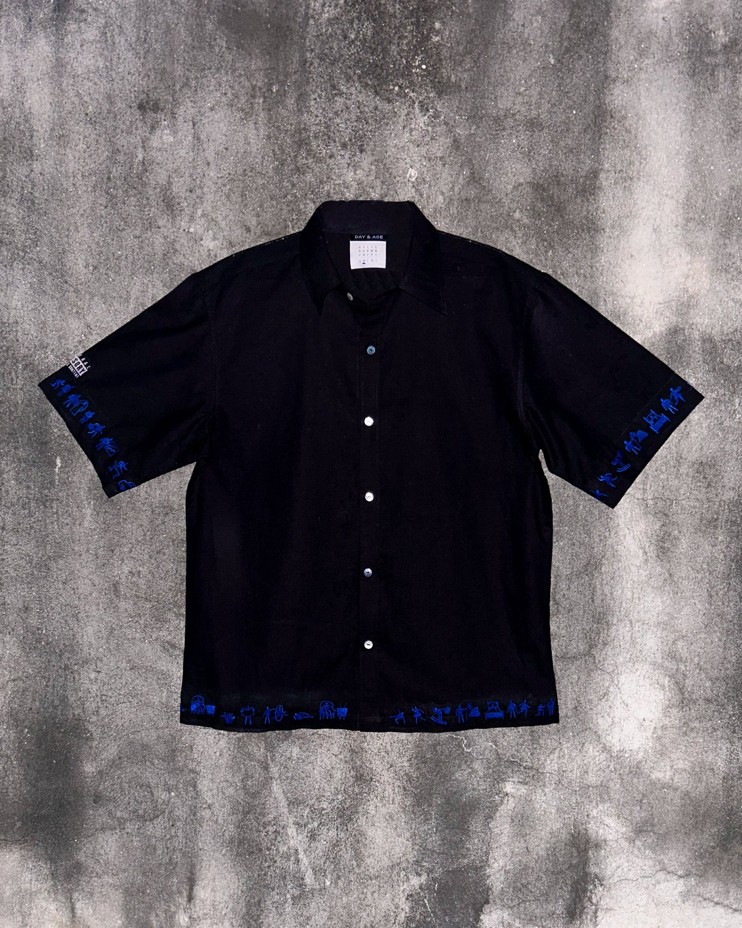 Alone Together Shirt with Blue Hand Embroidery