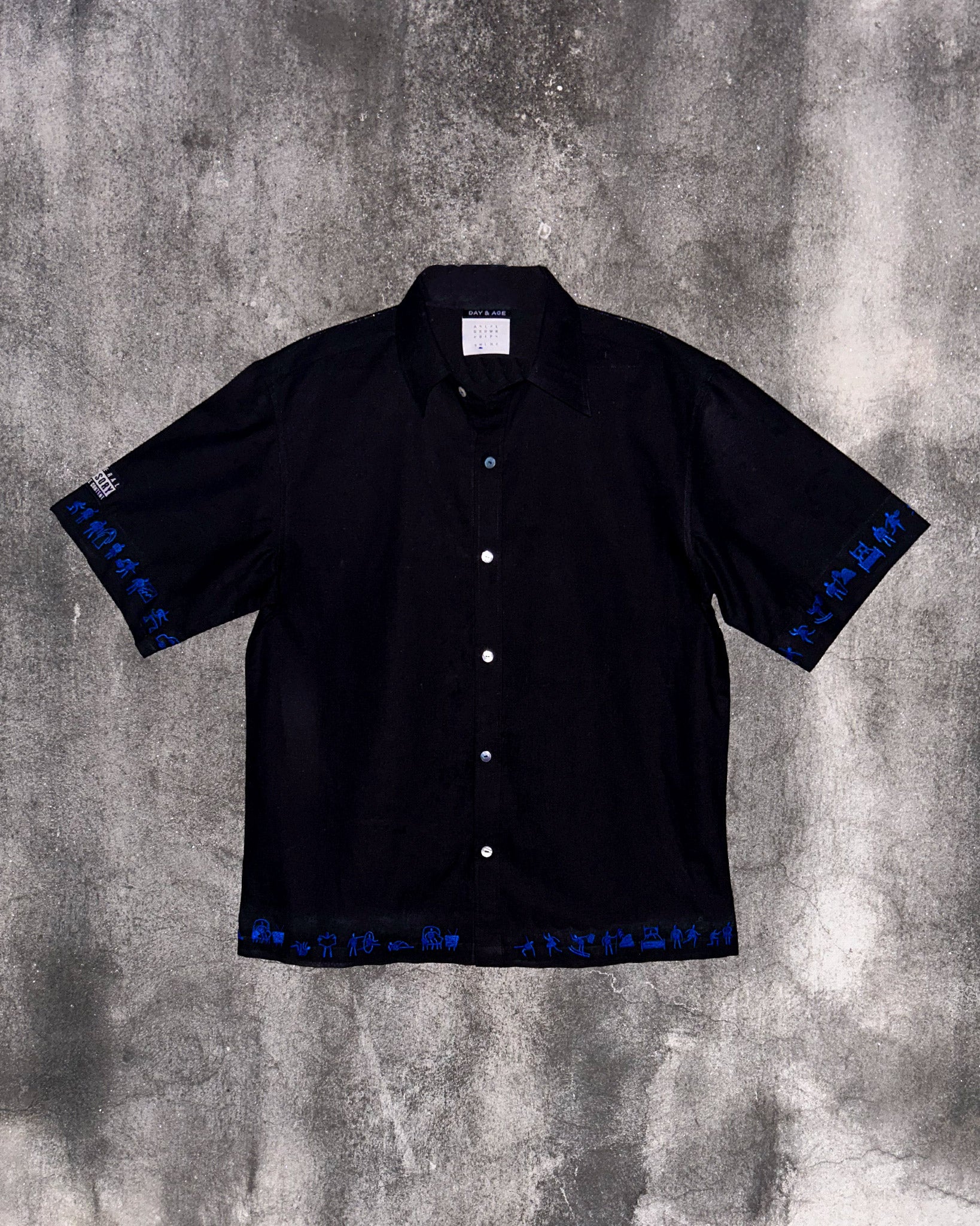 Alone Together Shirt with Blue Hand Embroidery