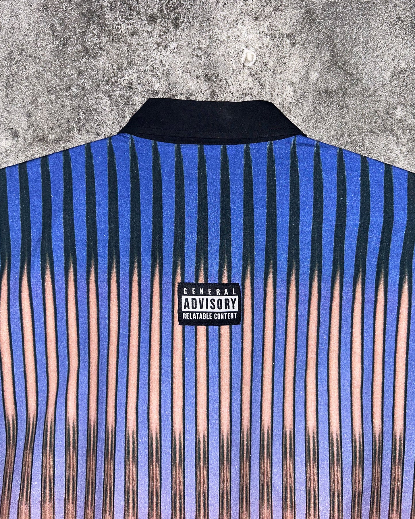 Between the Lines Digital Printed Blue Shirt Back Collar