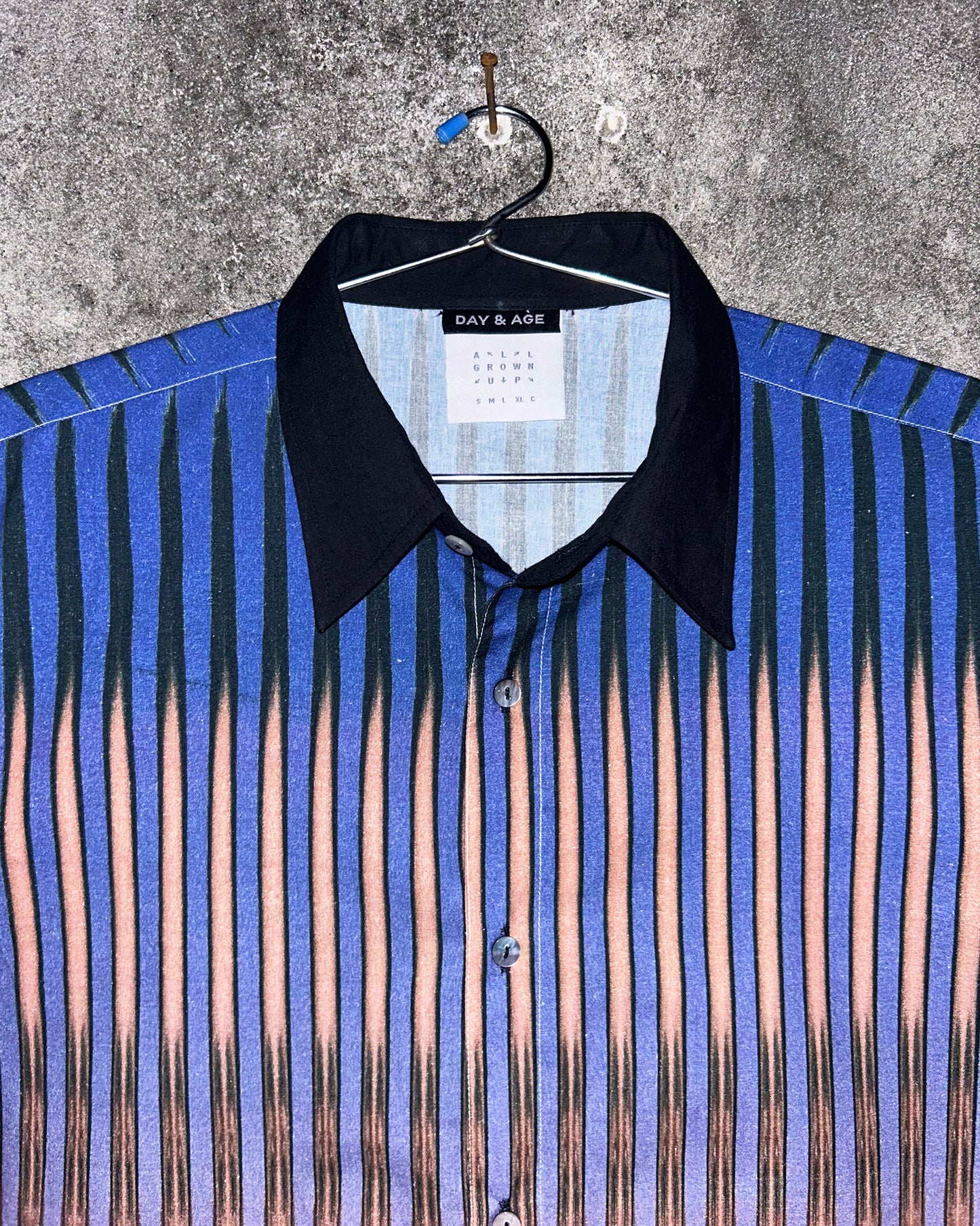 Between the Lines Digital Printed Blue Shirt Collar