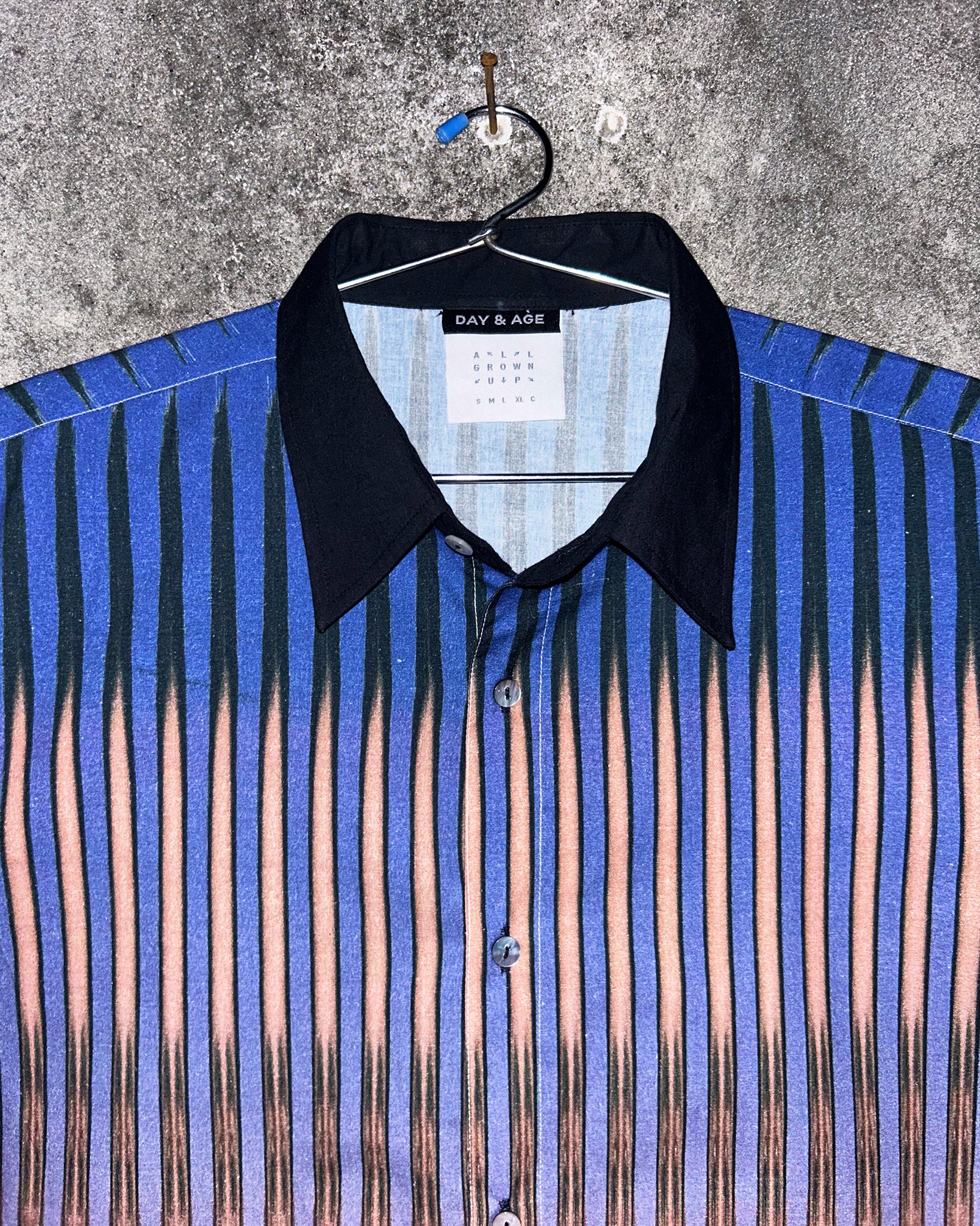 Between the Lines Digital Printed Blue Shirt Collar