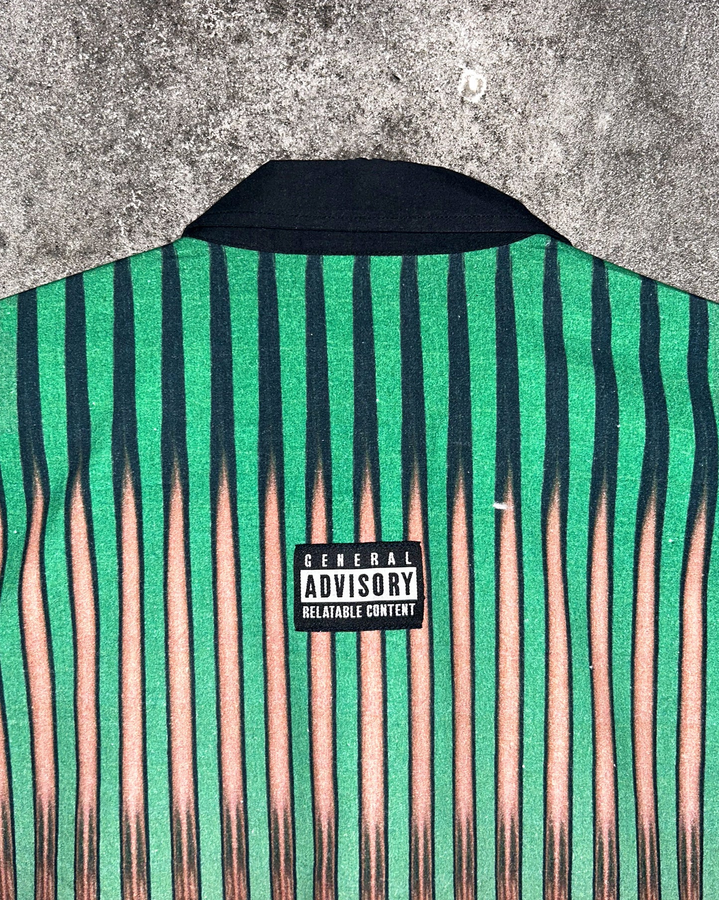 Between the Lines Digital Printed Green Shirt Back Collar