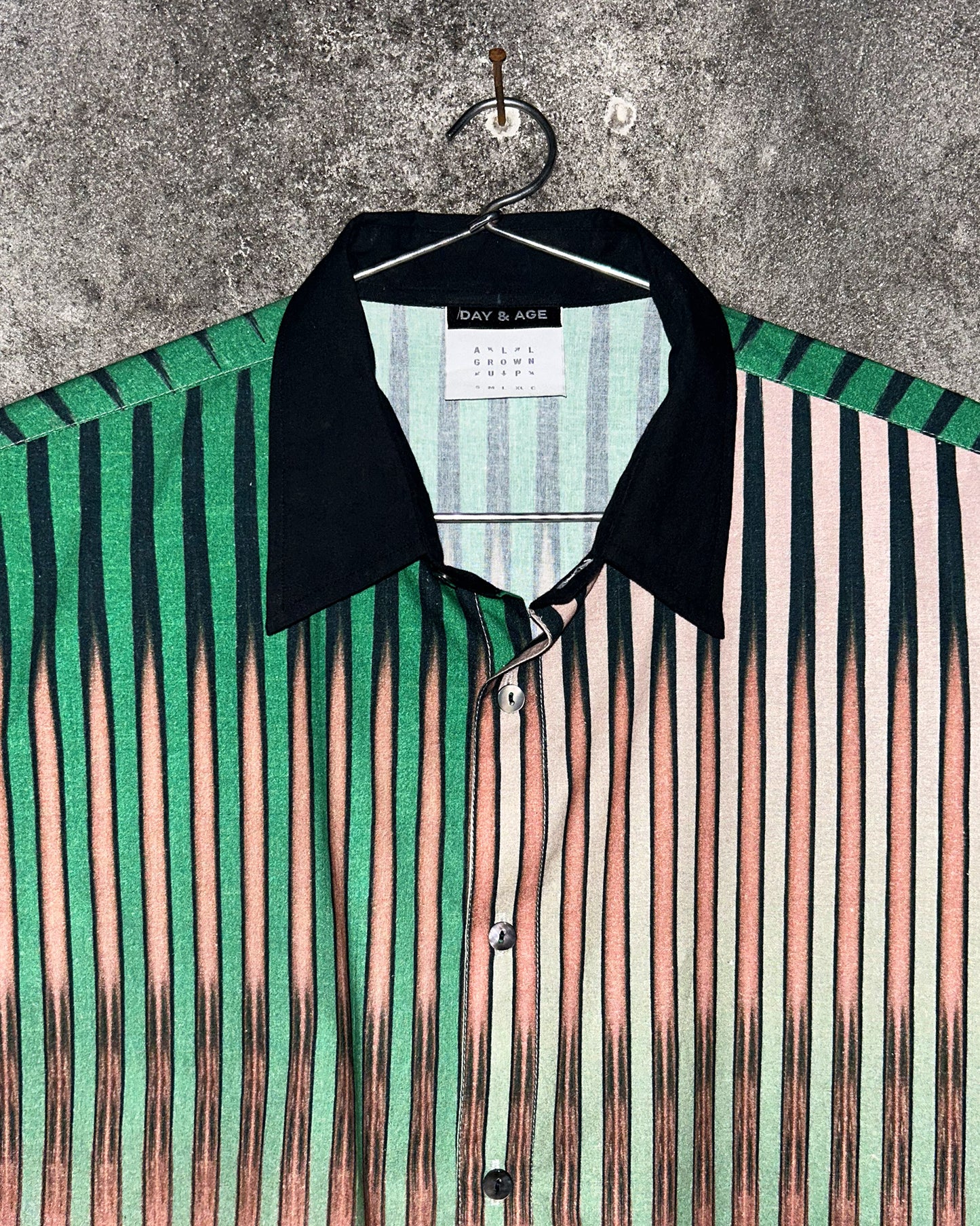 Between the Lines Digital Printed Green Shirt Collar