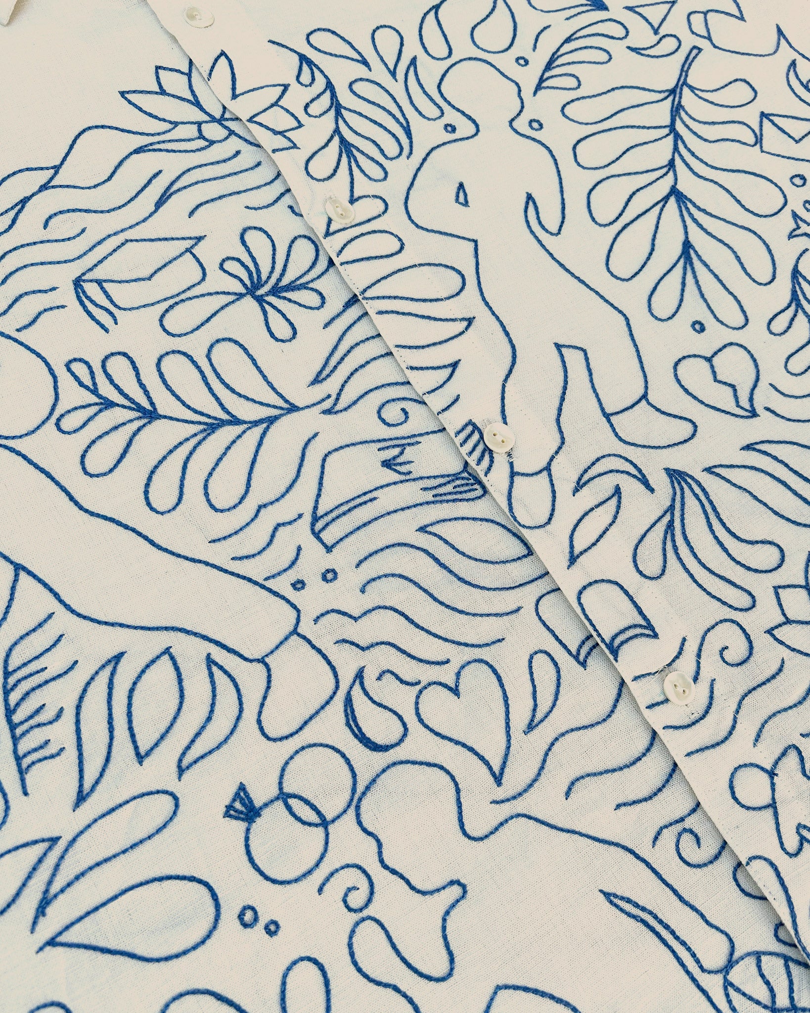 Clearly Confused White Shirt with Blue Embroidery Detail
