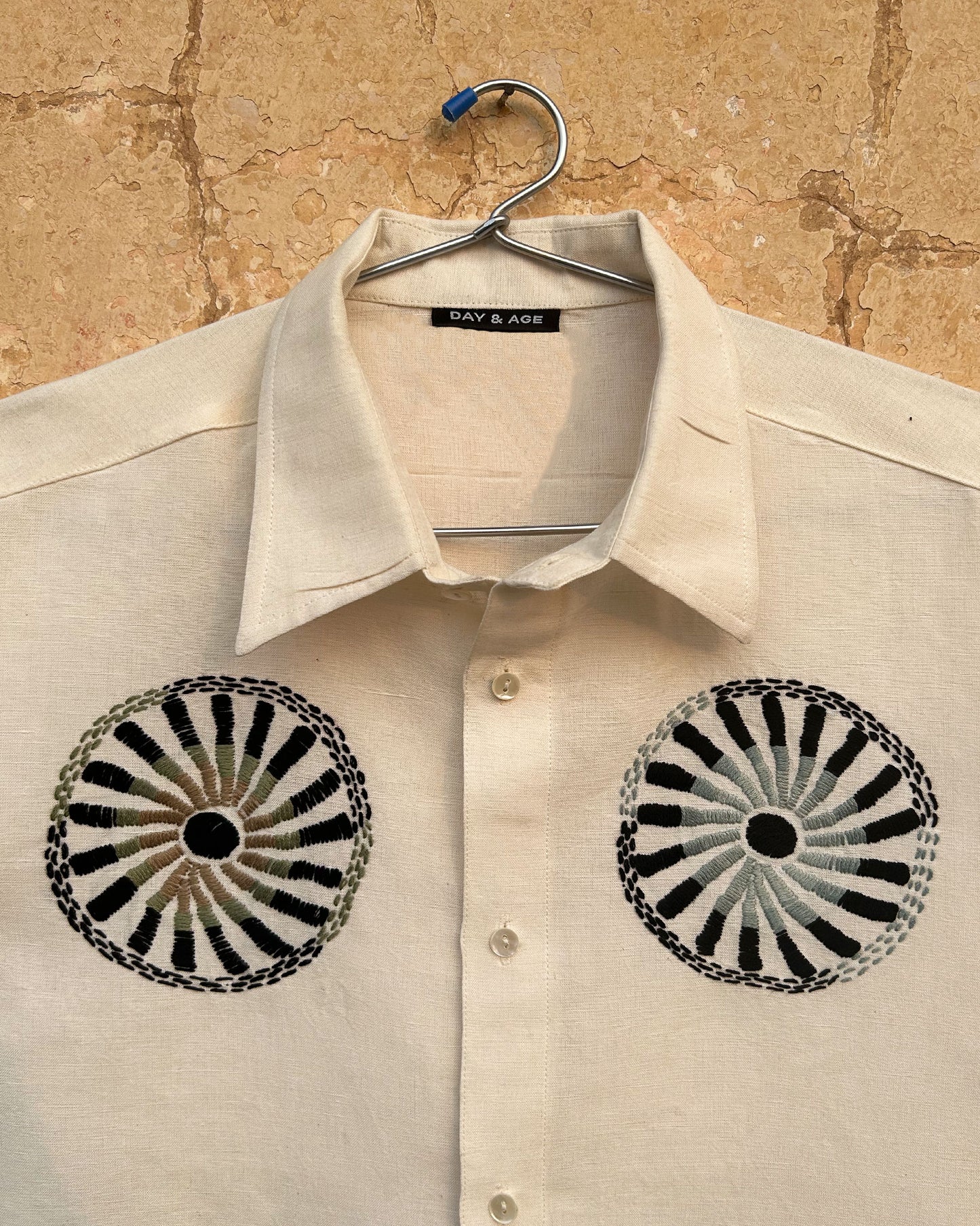 For the Record White Shirt with Hand Embroidery Collar