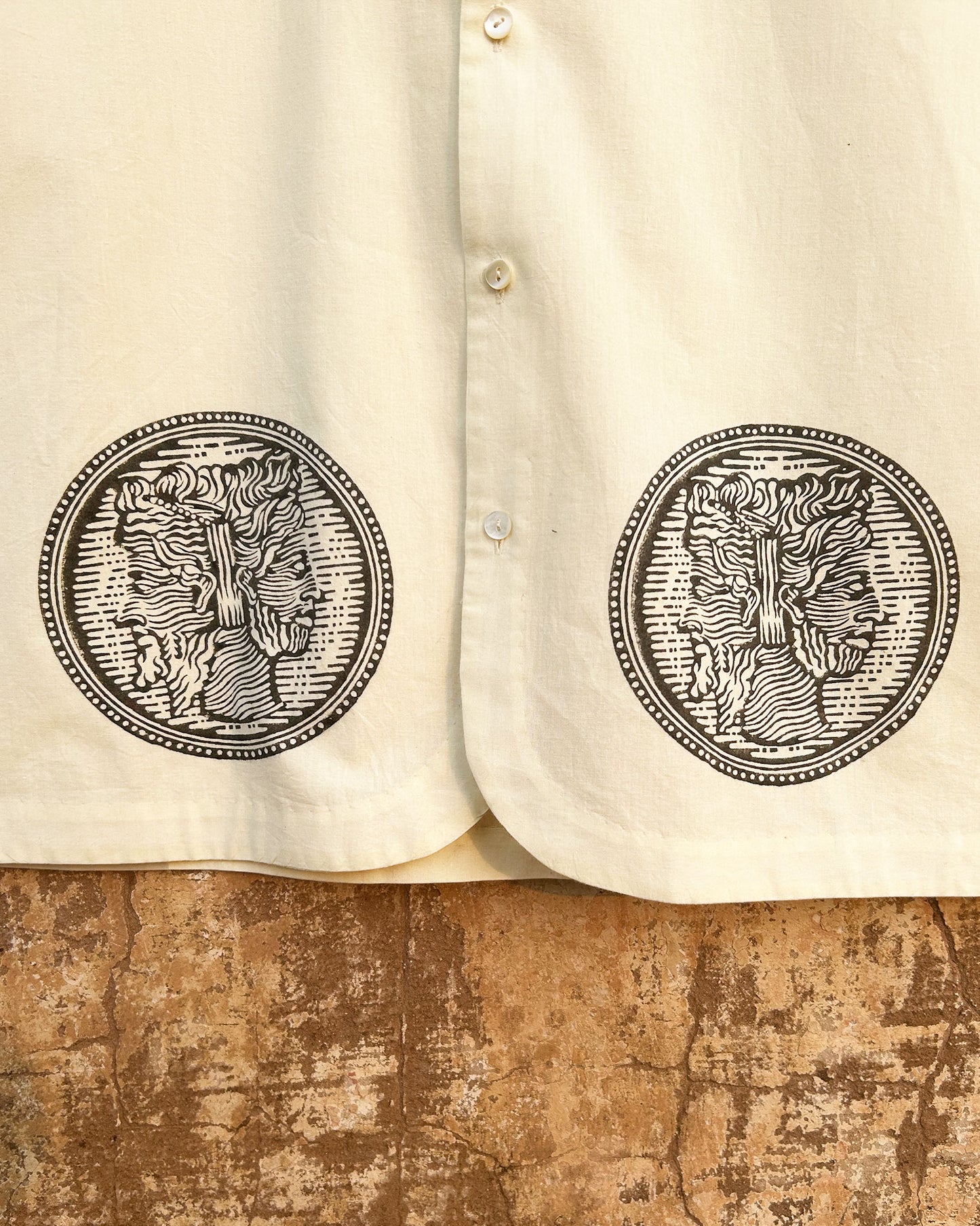 In Two Minds Shirt with Block Printed Motif Bottom Detail