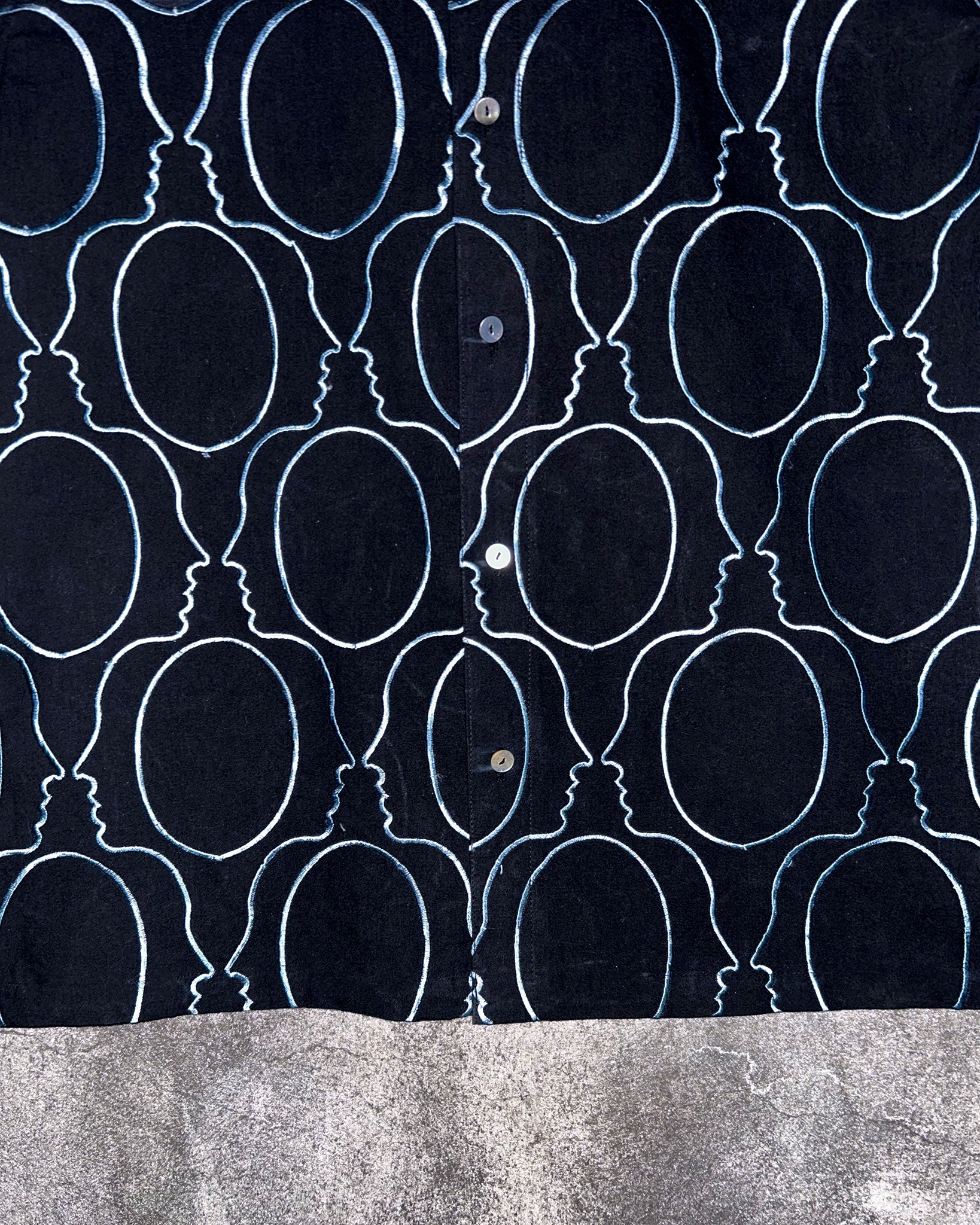 Real Illusion Black Shirt with Embroidered Surface Bottom Detail