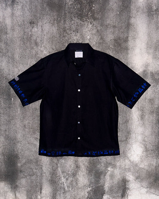 Alone Together Shirt with Blue Hand Embroidery