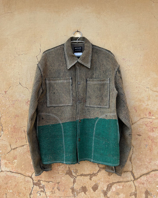 Vintage Grey-Green Jacket made from kantha quilts