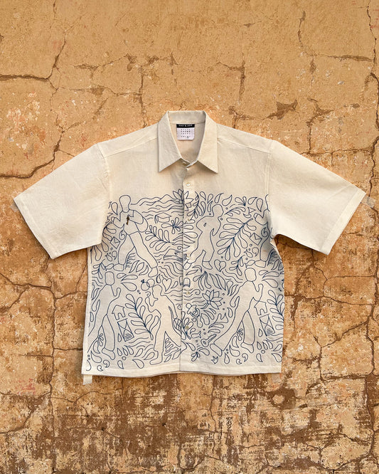 Clearly Confused White Shirt with Blue Embroidery