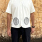 Model wearing In Two Minds Shirt with Block Printed Motif