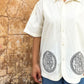 Model wearing In Two Minds Shirt with Block Printed Motif
