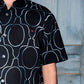 Model wearing Real Illusion Black Shirt with Embroidered Surface