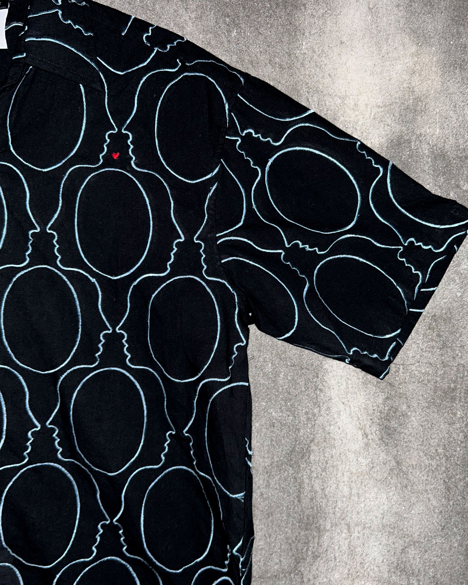 Real Illusion Black Shirt with Embroidered Surface Sleeve