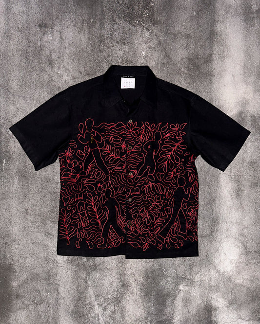 Clearly Confused Black Shirt with Red Embroidery